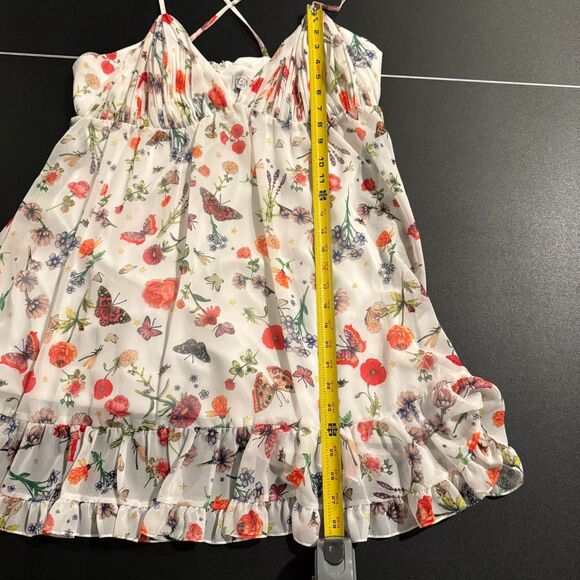 Mac Duggal 70197 Butterfly Print Ruffle Hem Mini Dress Size 10 NWT White Multi - Picture 9 of 9